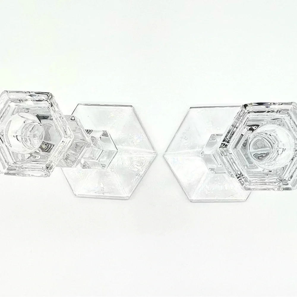 A Set of Two Vintage Val St. Lambert Belgian Crystal Candle Holders